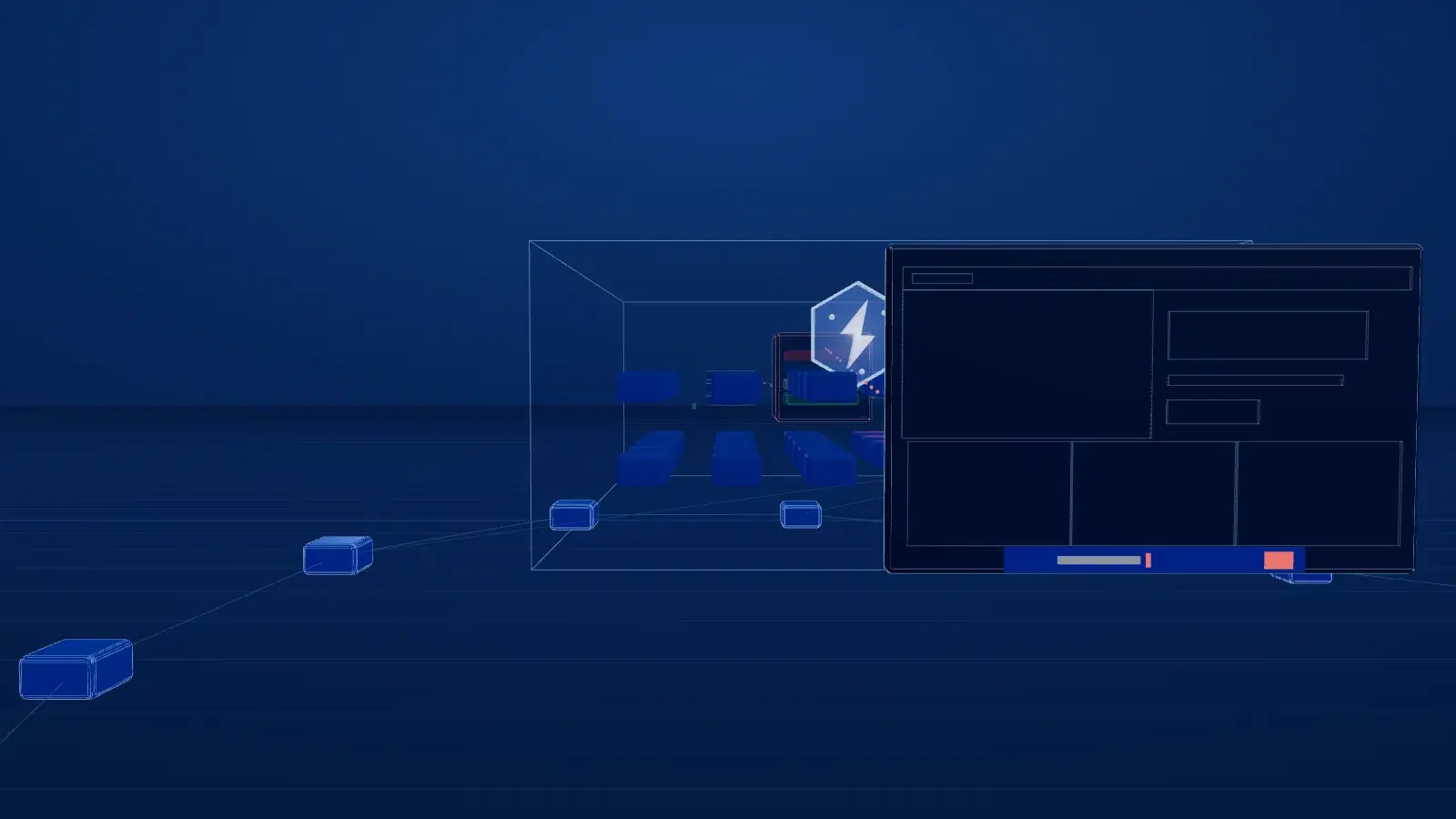 A client website floating in front of the FlexSite cloud