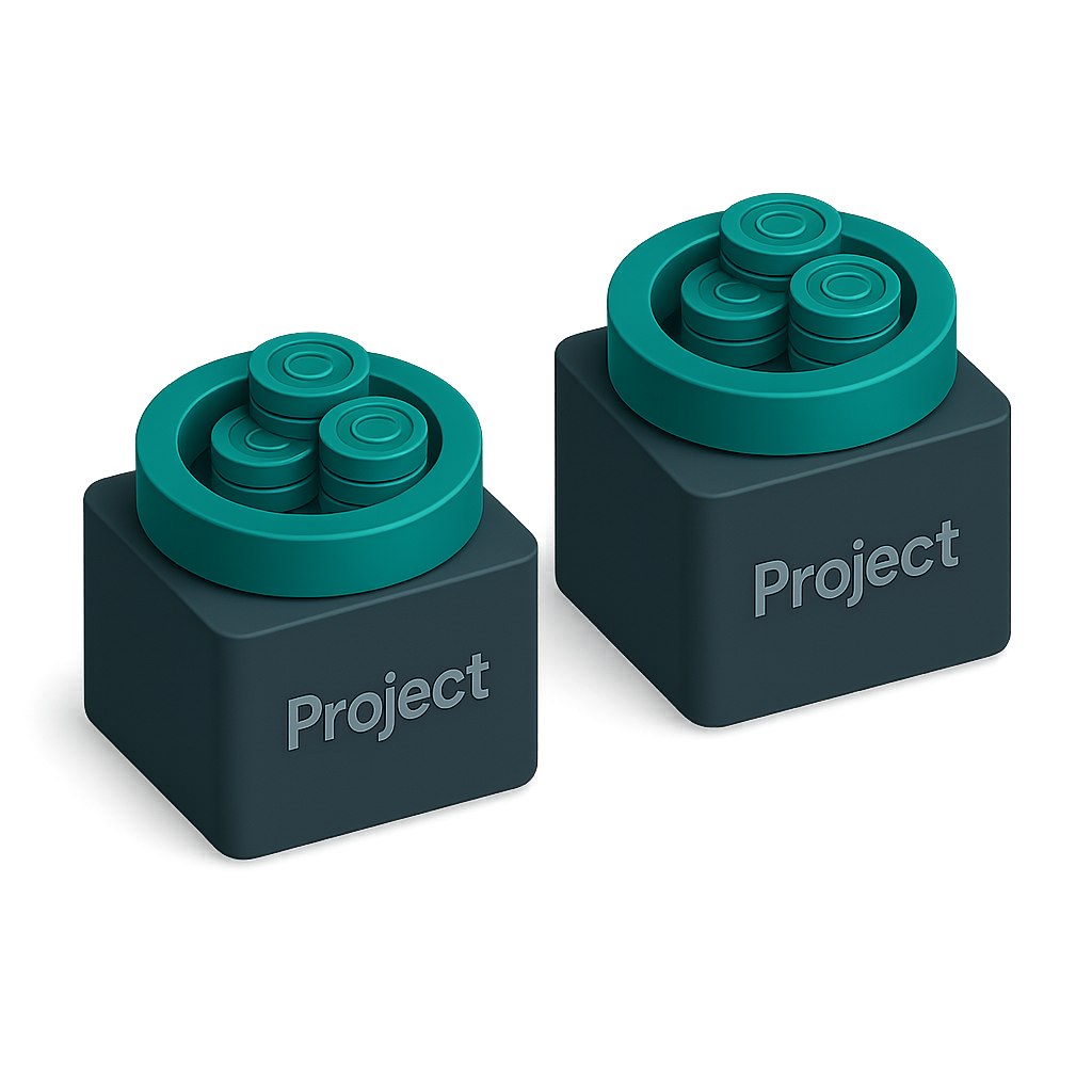 Example B: 50 credits → 2 medium projects